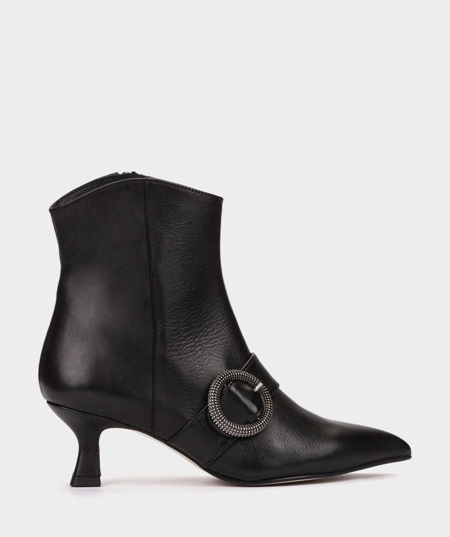 Shoe Pedro Miralles Ankle Boots | Heeled Ankle Boots Made Of Black Leather Seta Negro