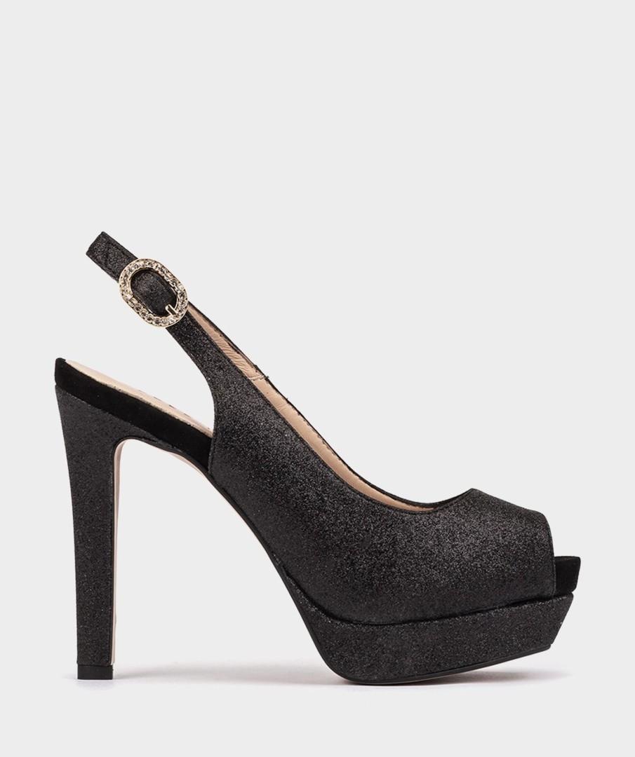 Shoe Pedro Miralles Heeled Sandals | Glitter Heeled Sandals Bright Super Negro