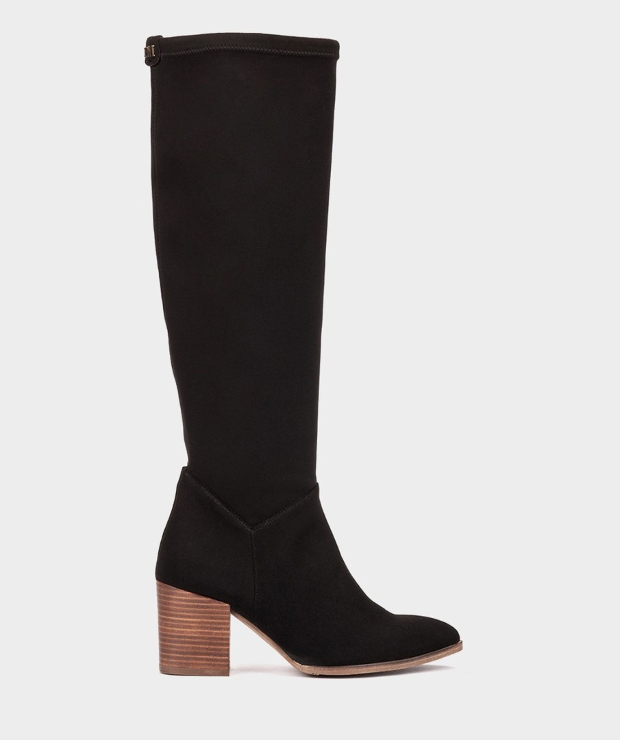 Shoe Pedro Miralles Boots | High Boots Made In Black Suede Effect Stretch Fabric Ante Strech Negro