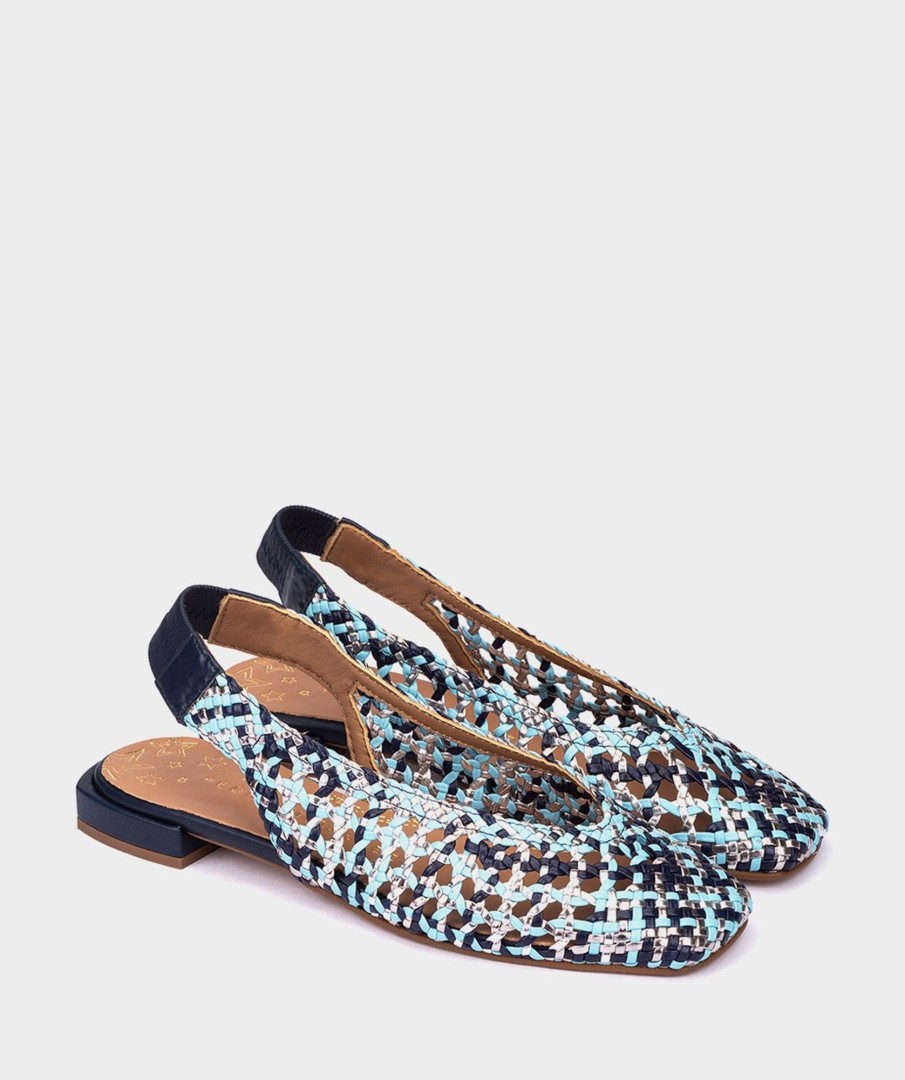 Shoe Pedro Miralles Ballet Flats | Braided Leather Dancers Trenza Multi Azules