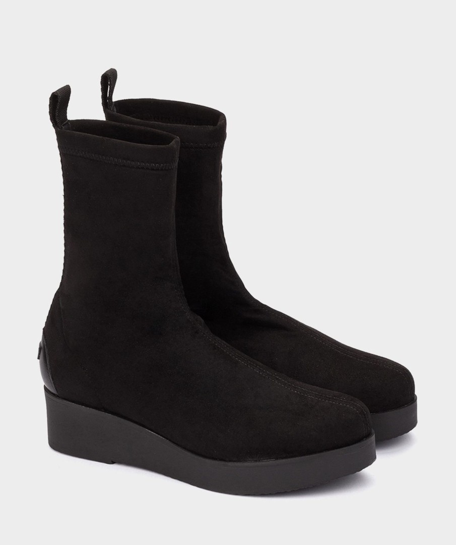 Shoe Pedro Miralles Ankle Boots | Sock-Style Ankle Boots In Black Stretch Fabric Ante Stretch Negro