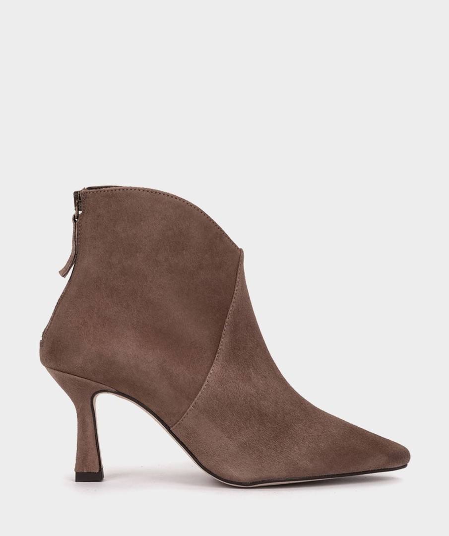 Shoe Pedro Miralles Ankle Boots | Botines De Tacon Confeccionados En Ante De Color Crudo Amalfi Acero