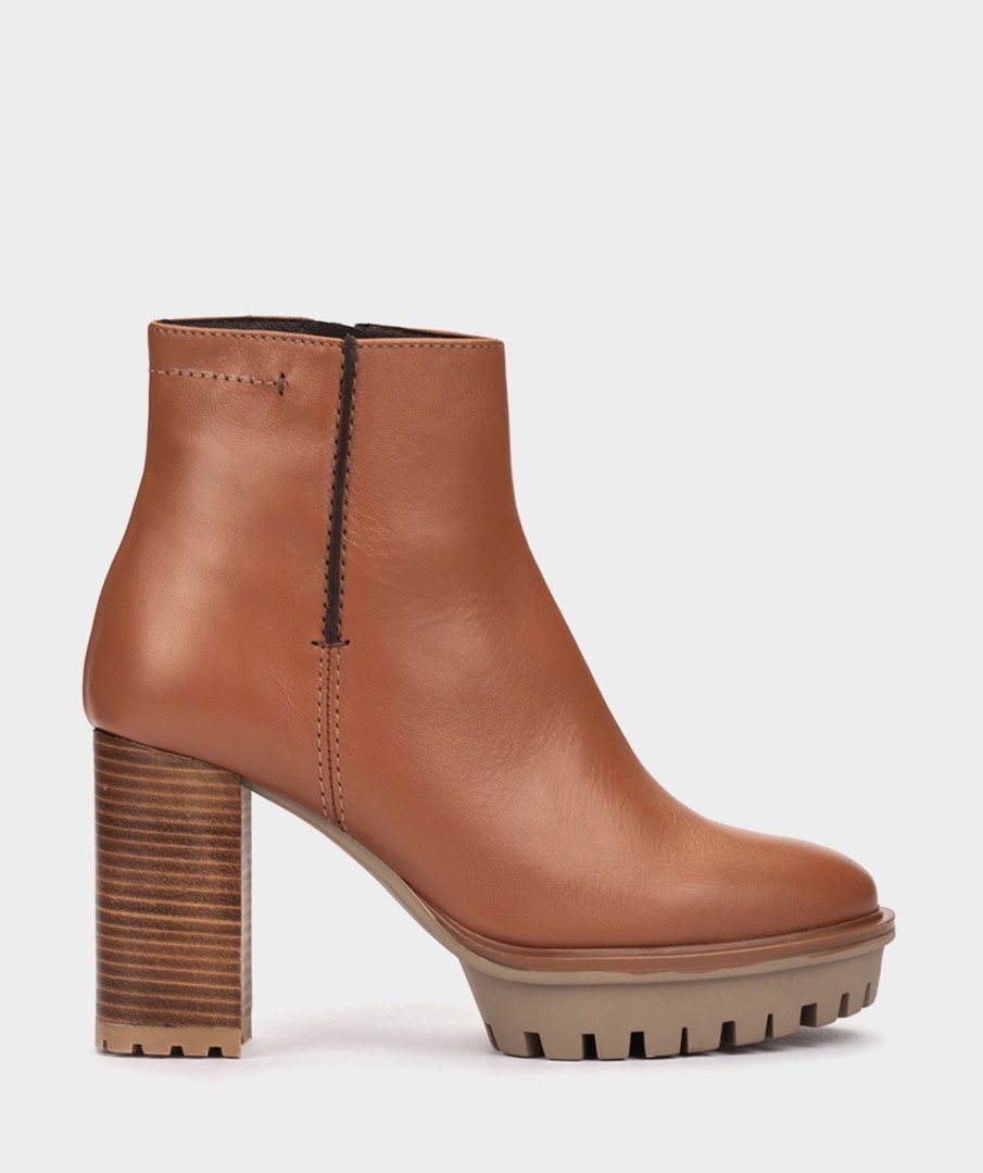 Shoe Pedro Miralles Ankle Boots | Heeled Ankle Boots Made Of Leather In Tan Color Seta Tan