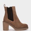 Shoe Pedro Miralles Ankle Boots | Brown Leather Ankle Boots With Elasticated Panels On The Sides Velour Birra