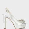 Shoe Pedro Miralles Heeled Sandals | Leather Peeptoes Escama Metal Blanco