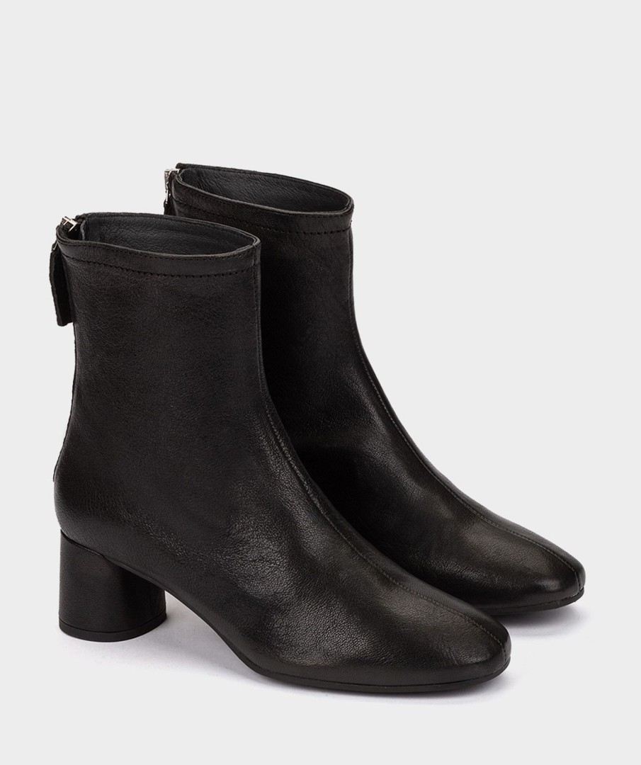 Shoe Pedro Miralles Ankle Boots | Metallic Leather Ankle Boots In Bronze Color Rock Negro