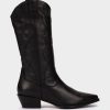 Shoe Pedro Miralles Boots | Black Leather Mid-Calf Boots Seta Negro