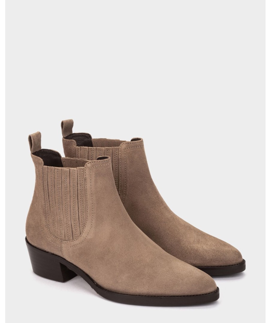 Shoe Pedro Miralles Ankle Boots | Light Brown Split Leather Ankle Boots Velour Bark