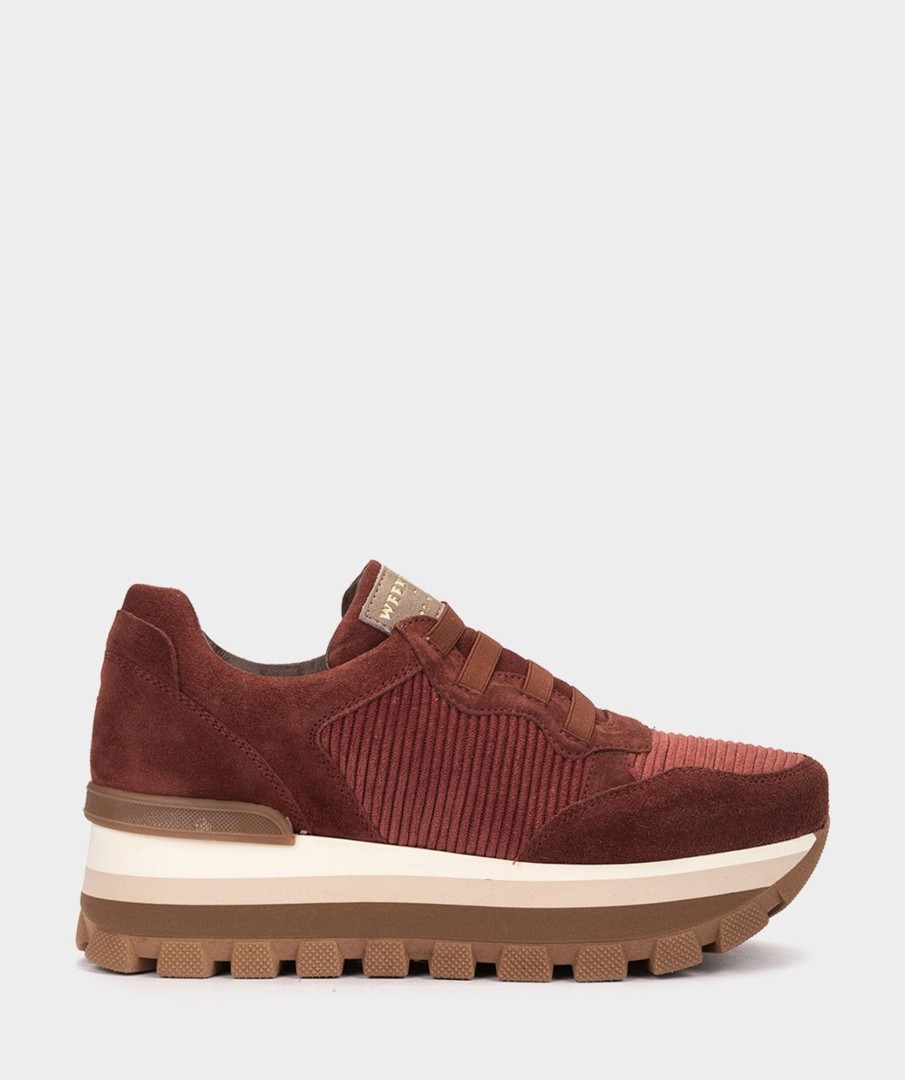 Shoe Pedro Miralles Sneakers | Leather Sneakers In Burgundy Velour Rust