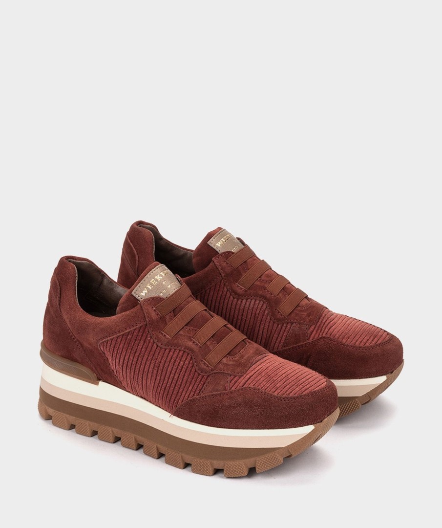 Shoe Pedro Miralles Sneakers | Leather Sneakers In Burgundy Velour Rust