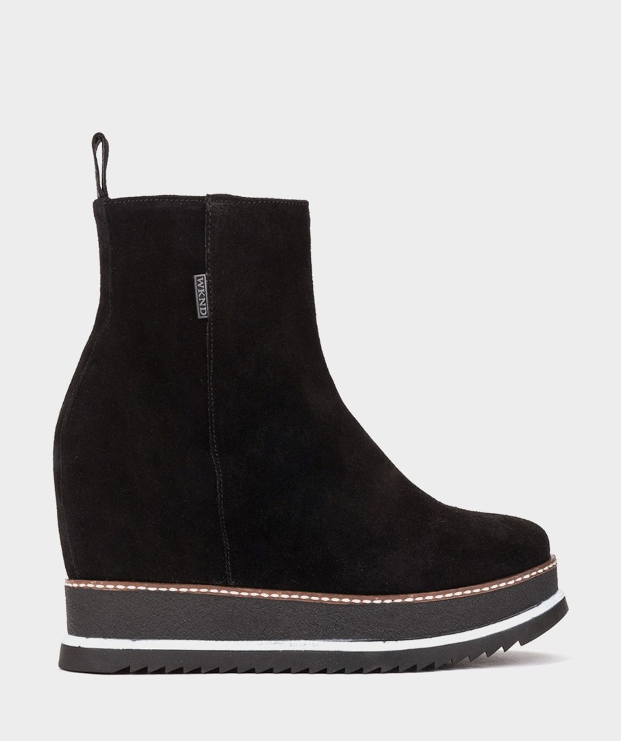 Shoe Pedro Miralles Wedges | Wedge Ankle Boots With Suede Platform. Velour Negro