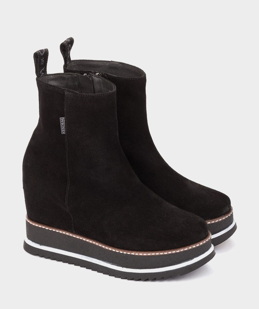 Shoe Pedro Miralles Wedges | Wedge Ankle Boots With Suede Platform. Velour Negro