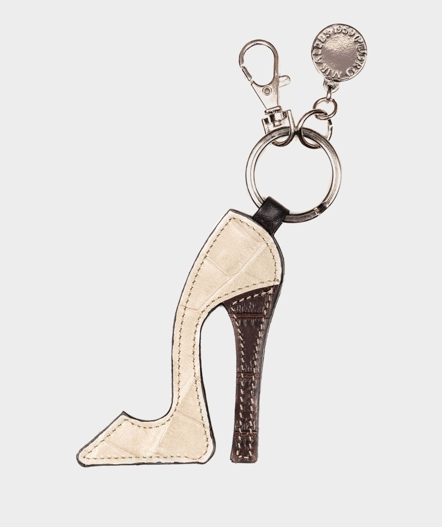 Accessories Pedro Miralles Gifts | Engraved Leather Keychain Coco Beige