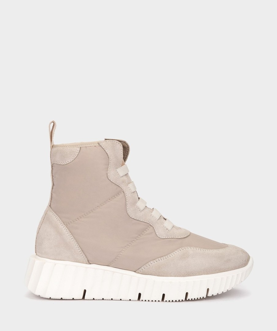 Shoe Pedro Miralles Sneakers | Sport Boots In Split Leather And Fabric In Beige Colour Meme Piedra