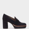 Shoe Pedro Miralles Pumps | Navy Blue Split Leather Loafers Velour Navy