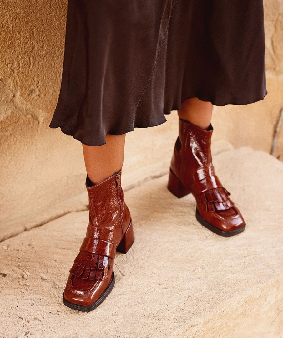 Shoe Pedro Miralles Ankle Boots | Ankle Boots Made Of Brown Patent Leather Venice Castagna