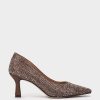 Shoe Pedro Miralles Pumps | Fabric Heeled Shoes With Rhinestones And Fine Toe Ante Strech Taupe