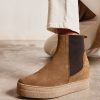 Shoe Pedro Miralles Ankle Boots | Wedge Ankle Boots With Platform In Brown Split Leather Velour Birra