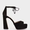 Shoe Pedro Miralles Heeled Sandals | Black Suede Platform Heeled Sandals With Platform In Black Amalfi Negro