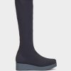 Shoe Pedro Miralles Boots | Stretch Fabric High Boots In Navy Blue Colour Amstel Pacifico