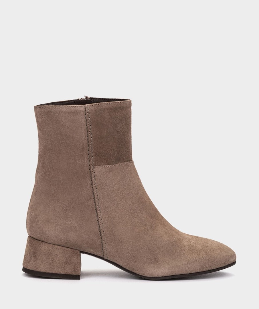 Shoe Pedro Miralles Ankle Boots | Ankle Boots Made Of Split Leather In Taupe Colour Velour Marmota