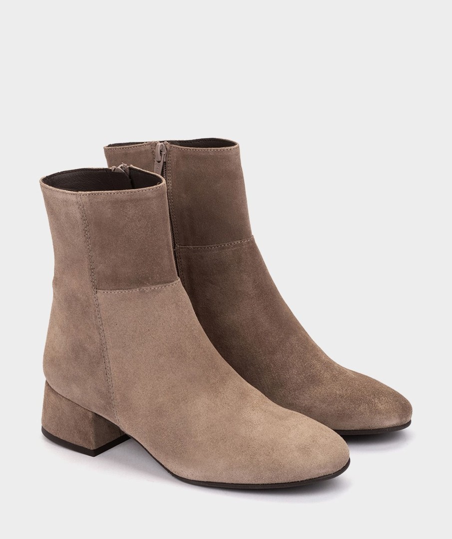 Shoe Pedro Miralles Ankle Boots | Ankle Boots Made Of Split Leather In Taupe Colour Velour Marmota