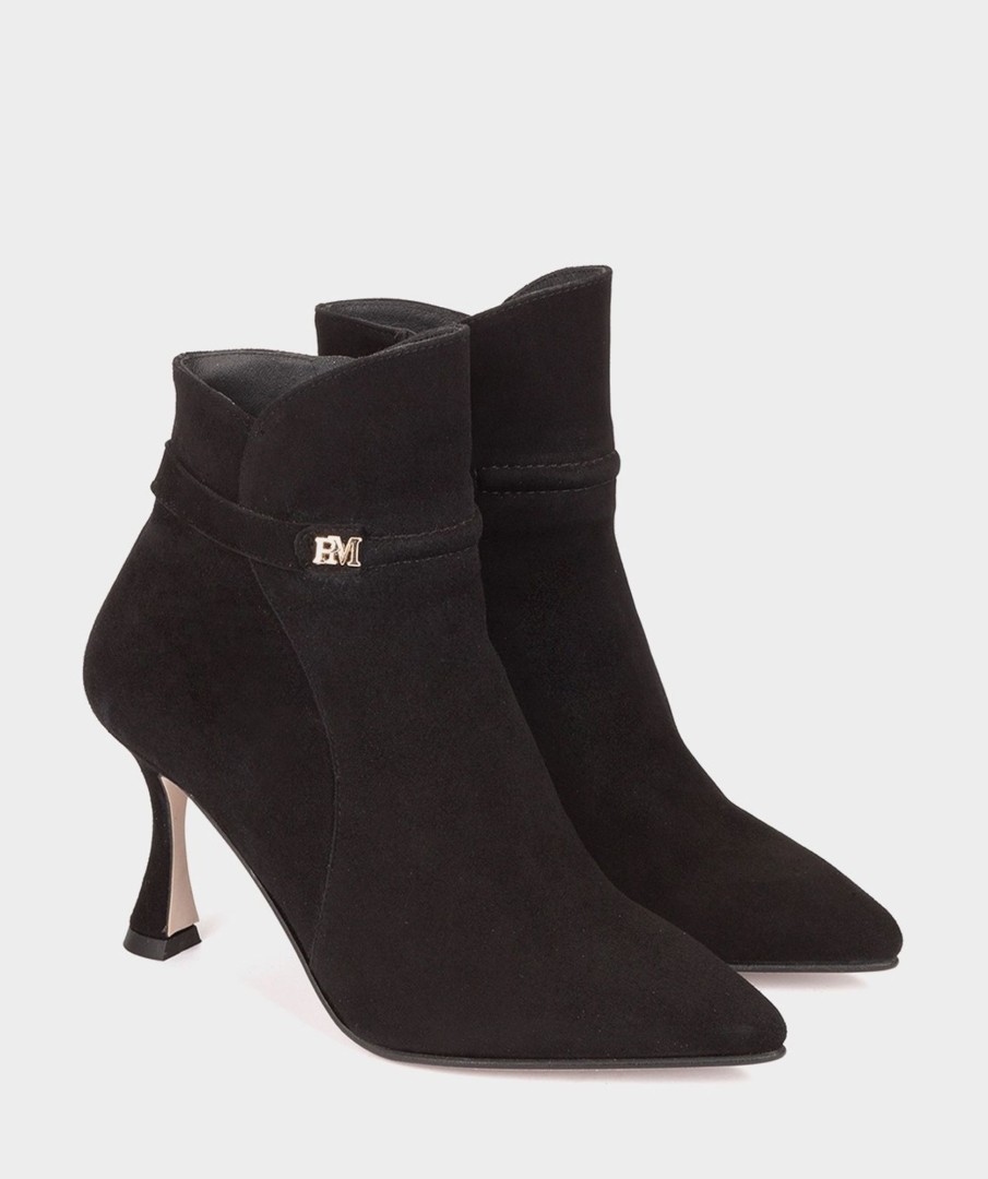 Shoe Pedro Miralles Ankle Boots | Heel Ankle Boots Made Of Black Suede Amalfi Negro