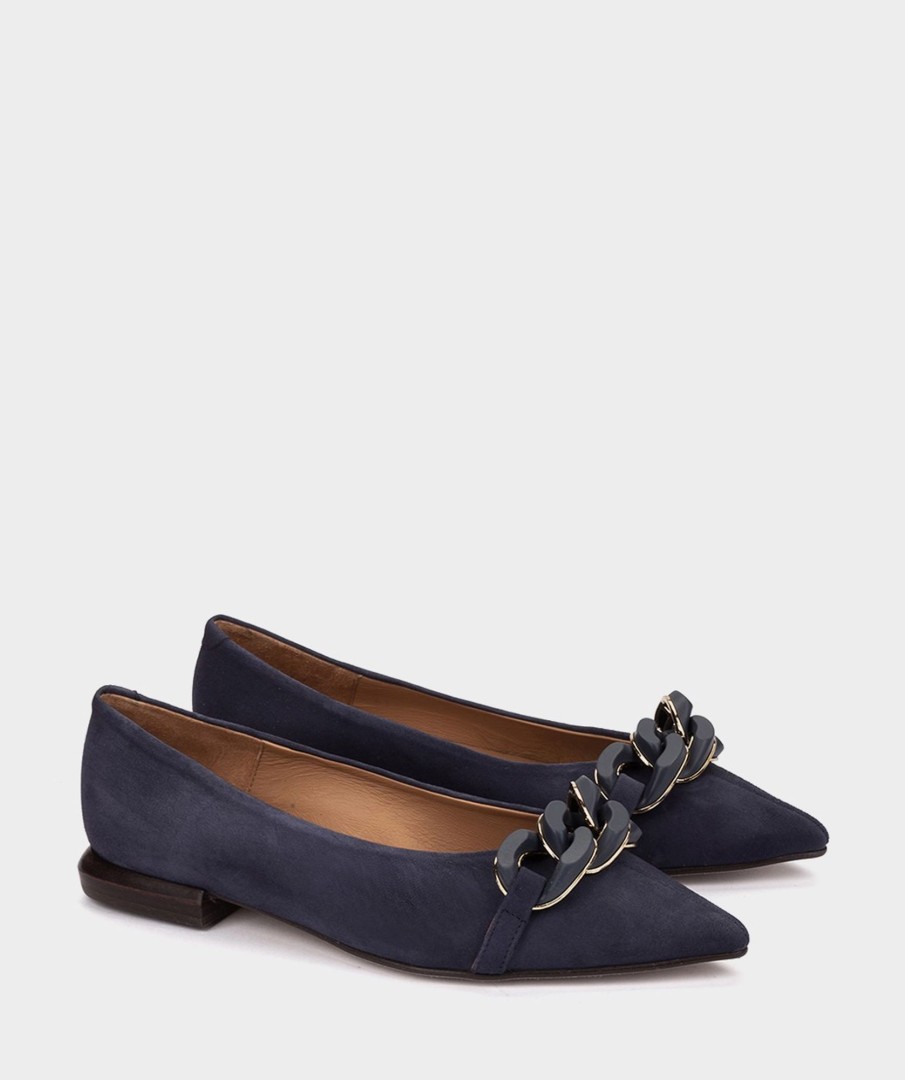 Shoe Pedro Miralles Ballet Flats | Suede Ballerinas Amalfi Navy