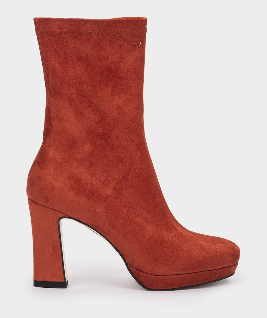 Shoe Pedro Miralles Boots | Mid-Calf Boots In Suede-Effect Fabric Ante Strech Siena