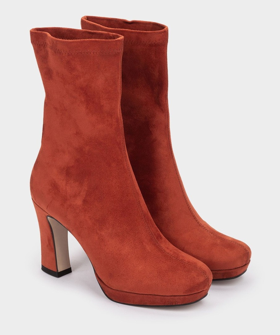 Shoe Pedro Miralles Boots | Mid-Calf Boots In Suede-Effect Fabric Ante Strech Siena