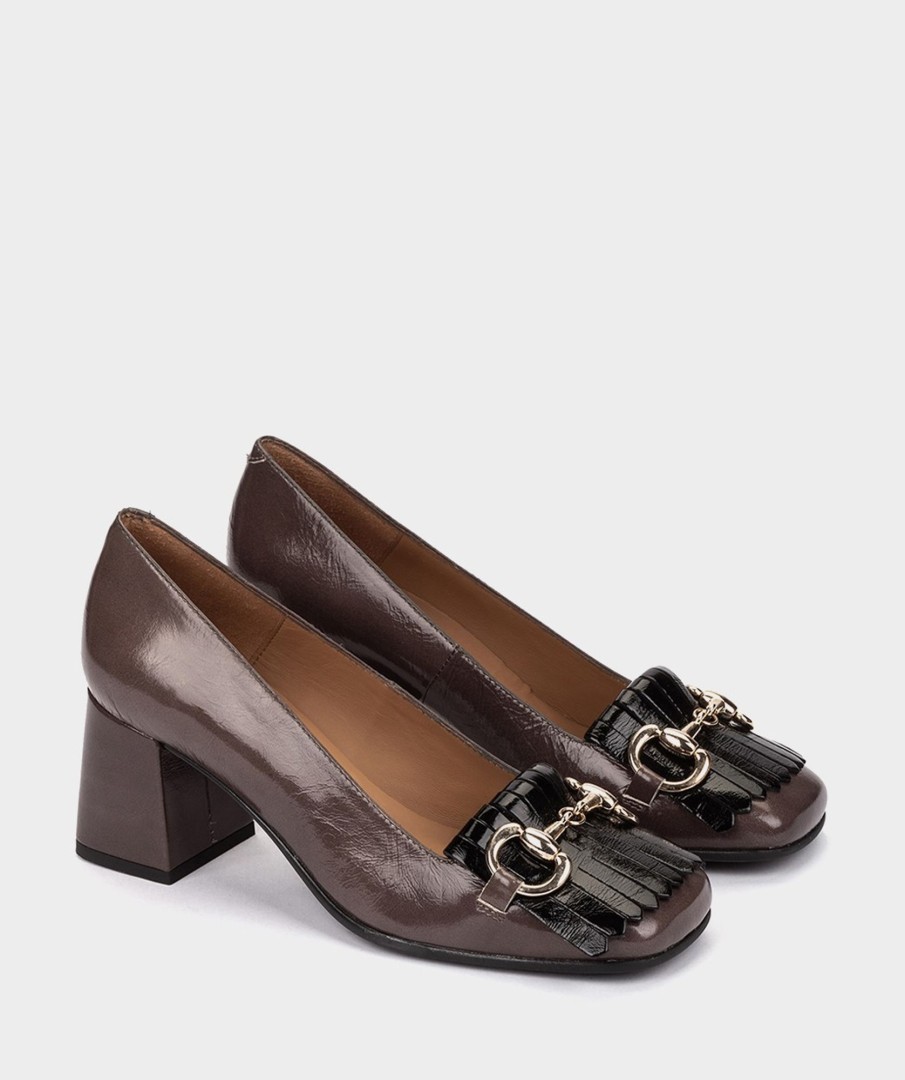 Shoe Pedro Miralles Pumps | Brown Patent Leather Heeled Shoes Venice Elefante