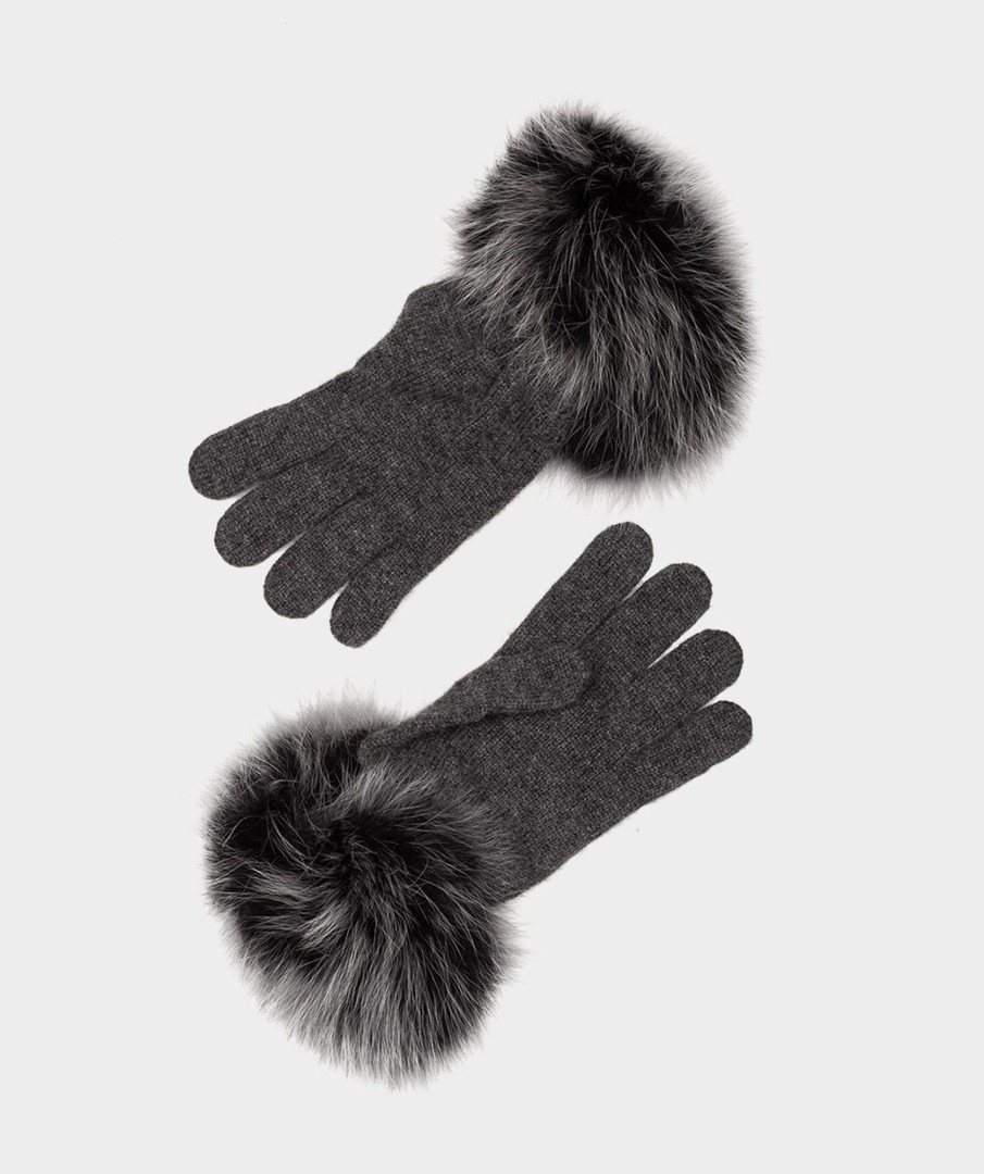 Accessories Pedro Miralles Winter Clothes | Cashmere Gloves With Fur Gorro Gris