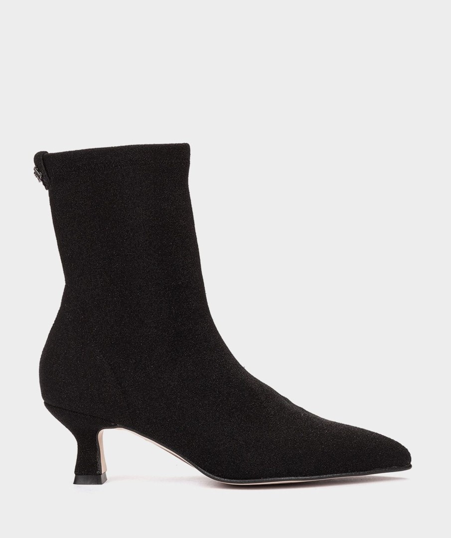 Shoe Pedro Miralles Ankle Boots | Shiny Fabric Ankle Boots With Heel Bright Negro