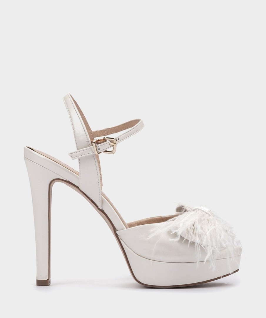 Shoe Pedro Miralles Heeled Sandals | Mother Of Pearl Leather Platform Heel Sandals Nacarado Perla