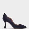 Shoe Pedro Miralles Pumps | Heeled Shoes With A Fine Pointed Toe, Made In Navy Blue Suede. Amalfi Navy