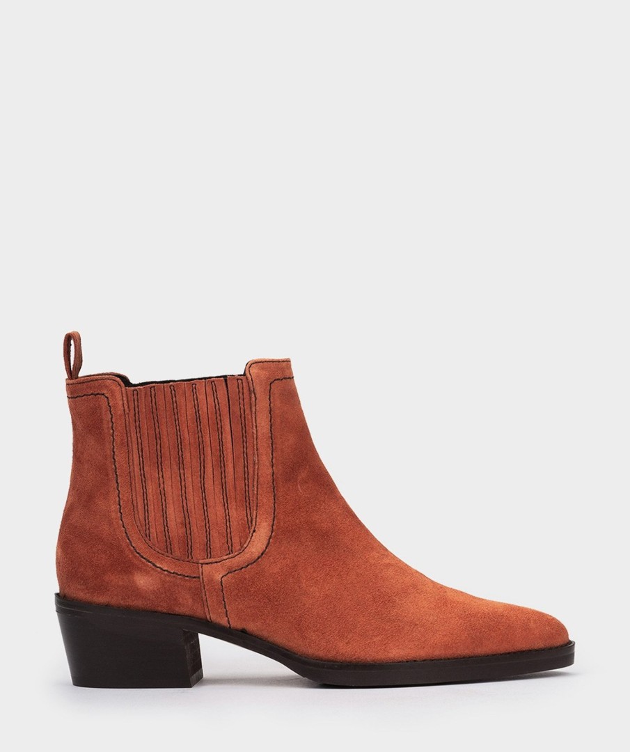 Shoe Pedro Miralles Ankle Boots | Red Suede Ankle Boots Velour Siena