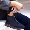 Shoe Pedro Miralles Sneakers | Black Split Leather And Fabric Trainers Meme Negro