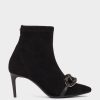 Shoe Pedro Miralles Ankle Boots | Ankle Boots With Heel And Pointed Toe, Made Of Suede Effect Elastic Fabric In Black Colour. Ante Strech Negro