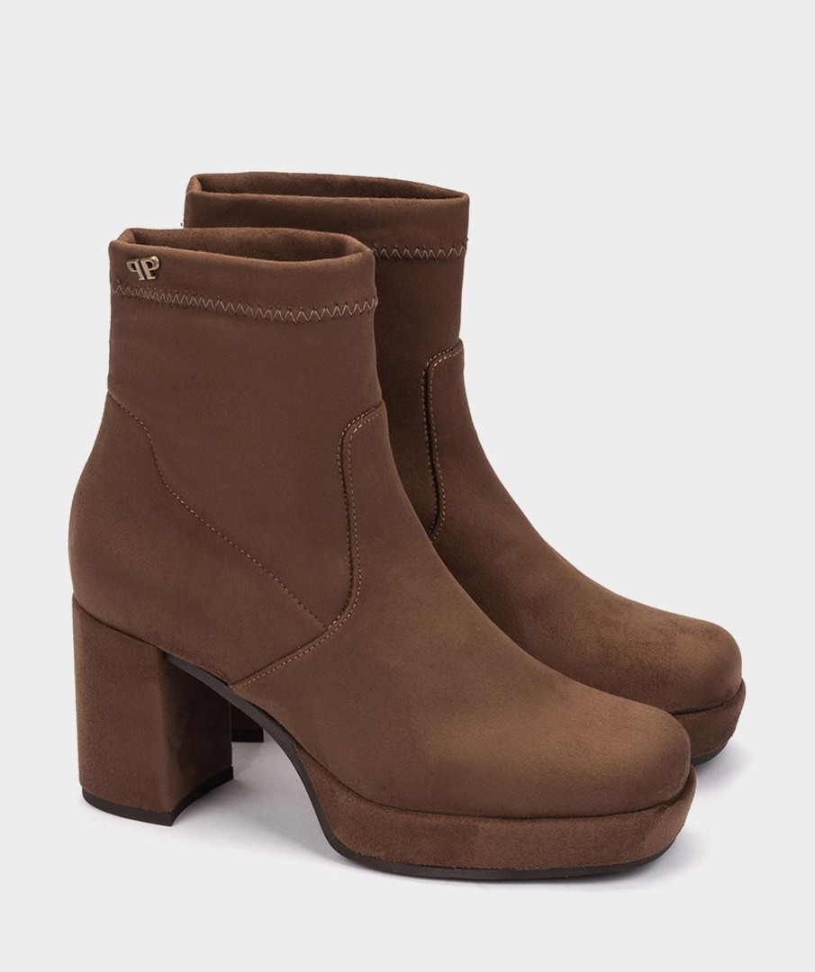 Shoe Pedro Miralles Ankle Boots | Elastic Fabric Ankle Boots. Ante Strech Tabaco