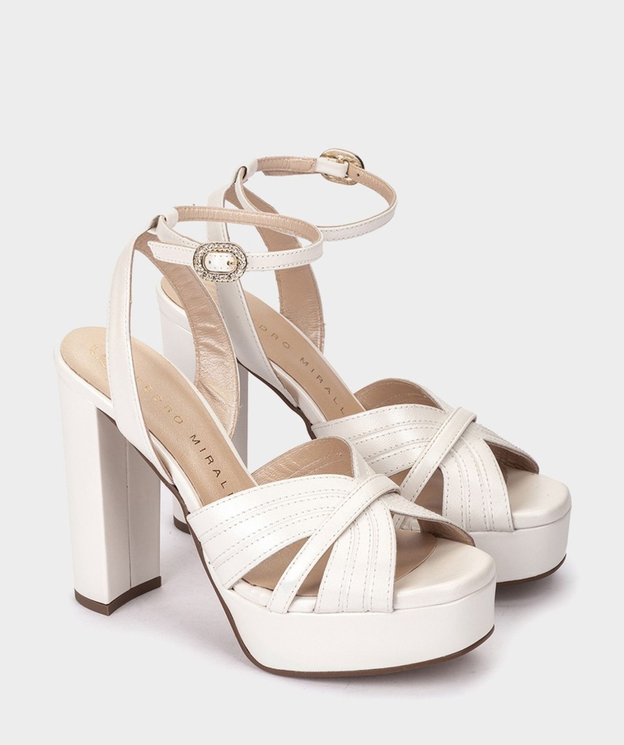 Shoe Pedro Miralles Heeled Sandals | Leather Heeled Sandals Nacarado Perla