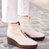 Shoe Pedro Miralles Ankle Boots | Wedge Ankle Boots With Platform In Cream Elasticated Vegan Leather Onix Cream