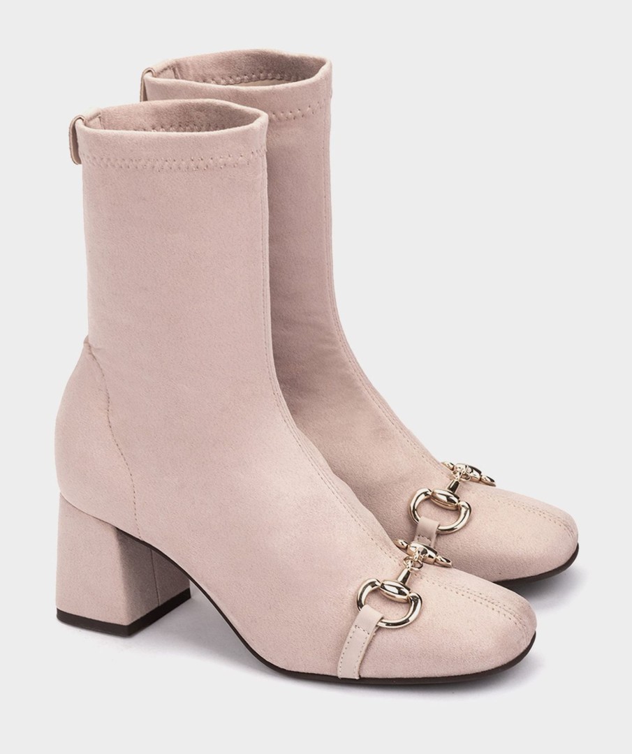 Shoe Pedro Miralles Ankle Boots | Elastic Fabric Heeled Ankle Boots. Ante Strech Nude