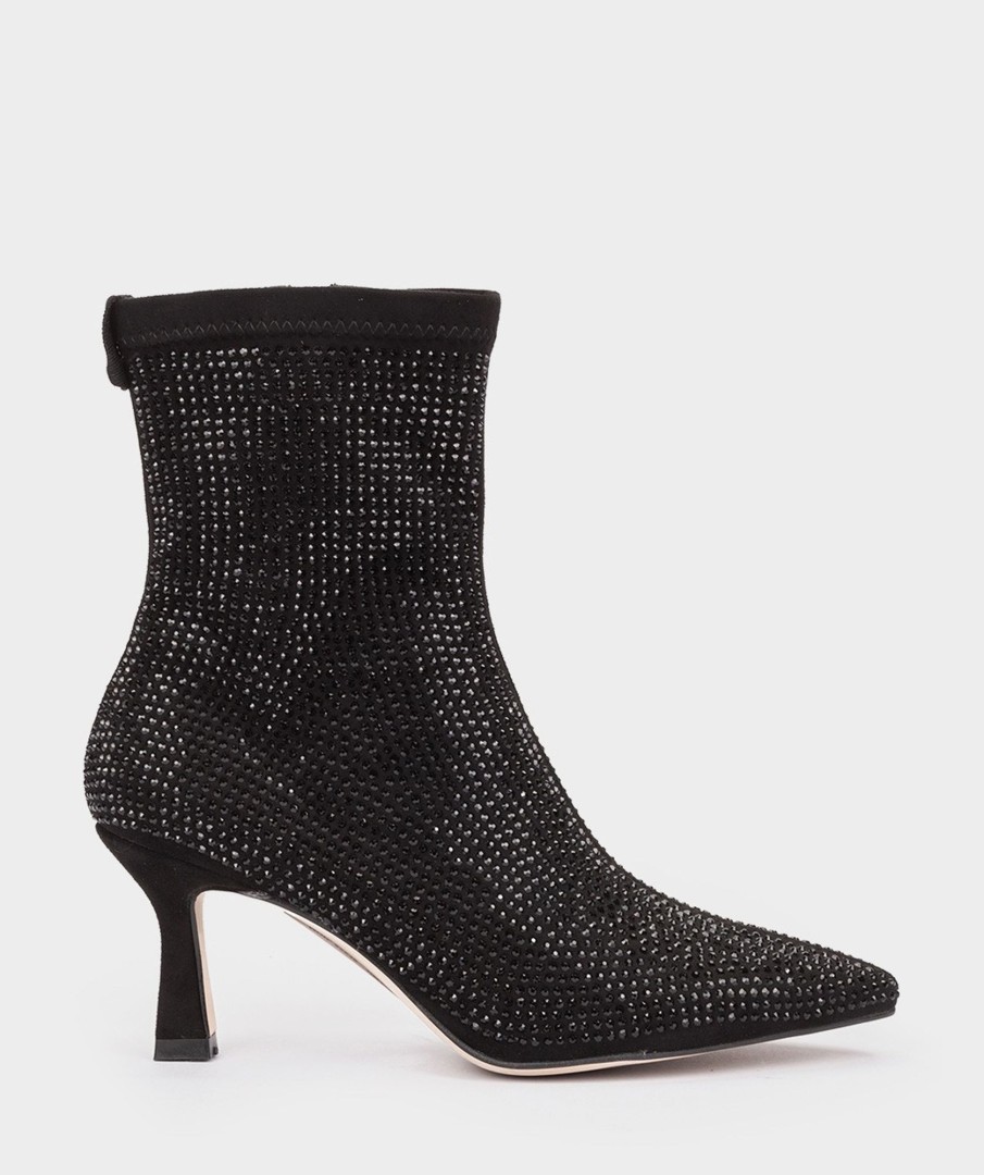 Shoe Pedro Miralles Ankle Boots | Fabric Ankle Boots With Rhinestones. Ante Strech Negro