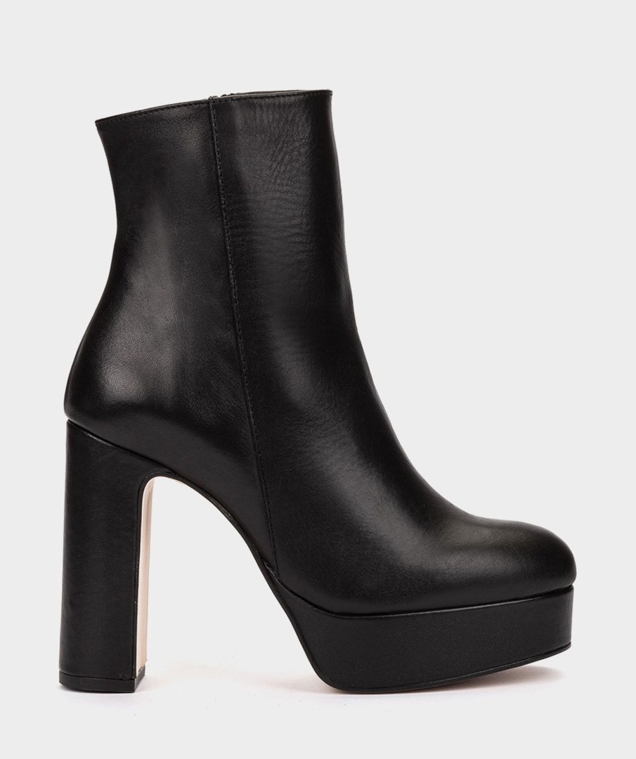 Shoe Pedro Miralles Ankle Boots | Platform Heel Ankle Boots Made Of Black Leather Seta Negro