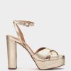 Shoe Pedro Miralles Heeled Sandals | Metallic Leather Platform Heeled Sandals Napa Metal Platino