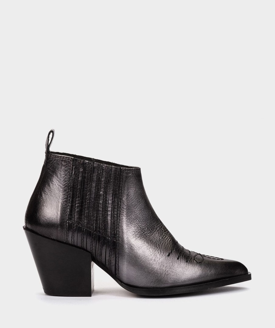 Shoe Pedro Miralles Ankle Boots | Silver Metallic Leather Ankle Boots Metal Viejo Acero