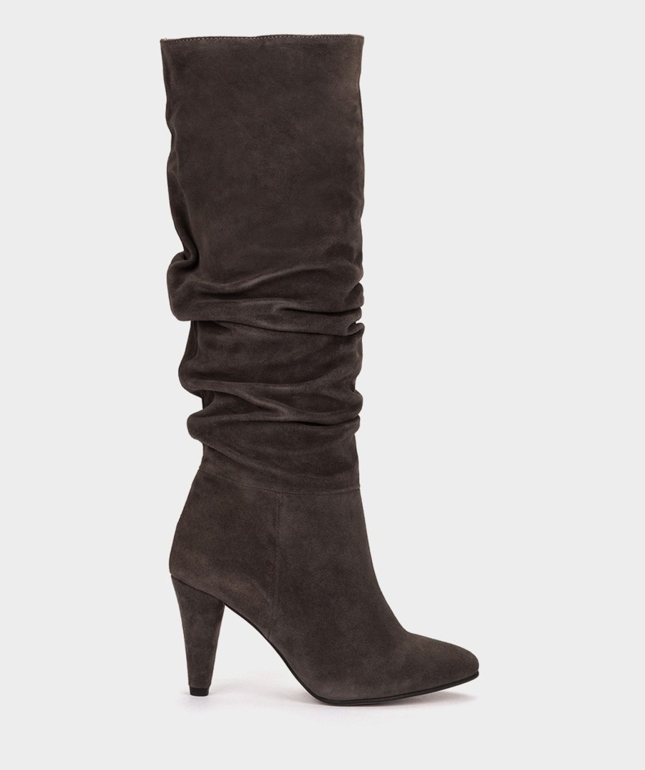 Shoe Pedro Miralles Boots | High Heeled Boots Made Of Grey Leather Velour Iman