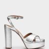 Shoe Pedro Miralles Heeled Sandals | Metallic Leather Platform Heeled Sandals Napa Metal Plata