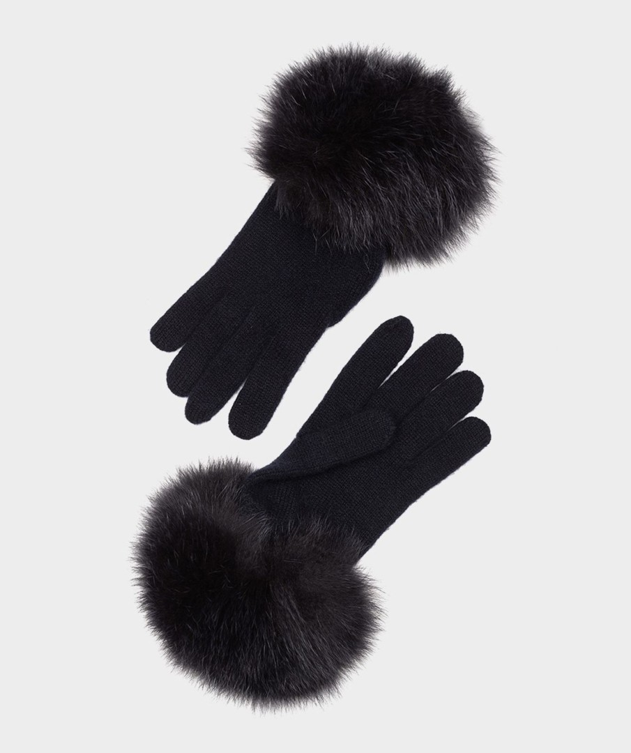 Accessories Pedro Miralles Winter Clothes | Cashmere Gloves With Fur Gorro Negro