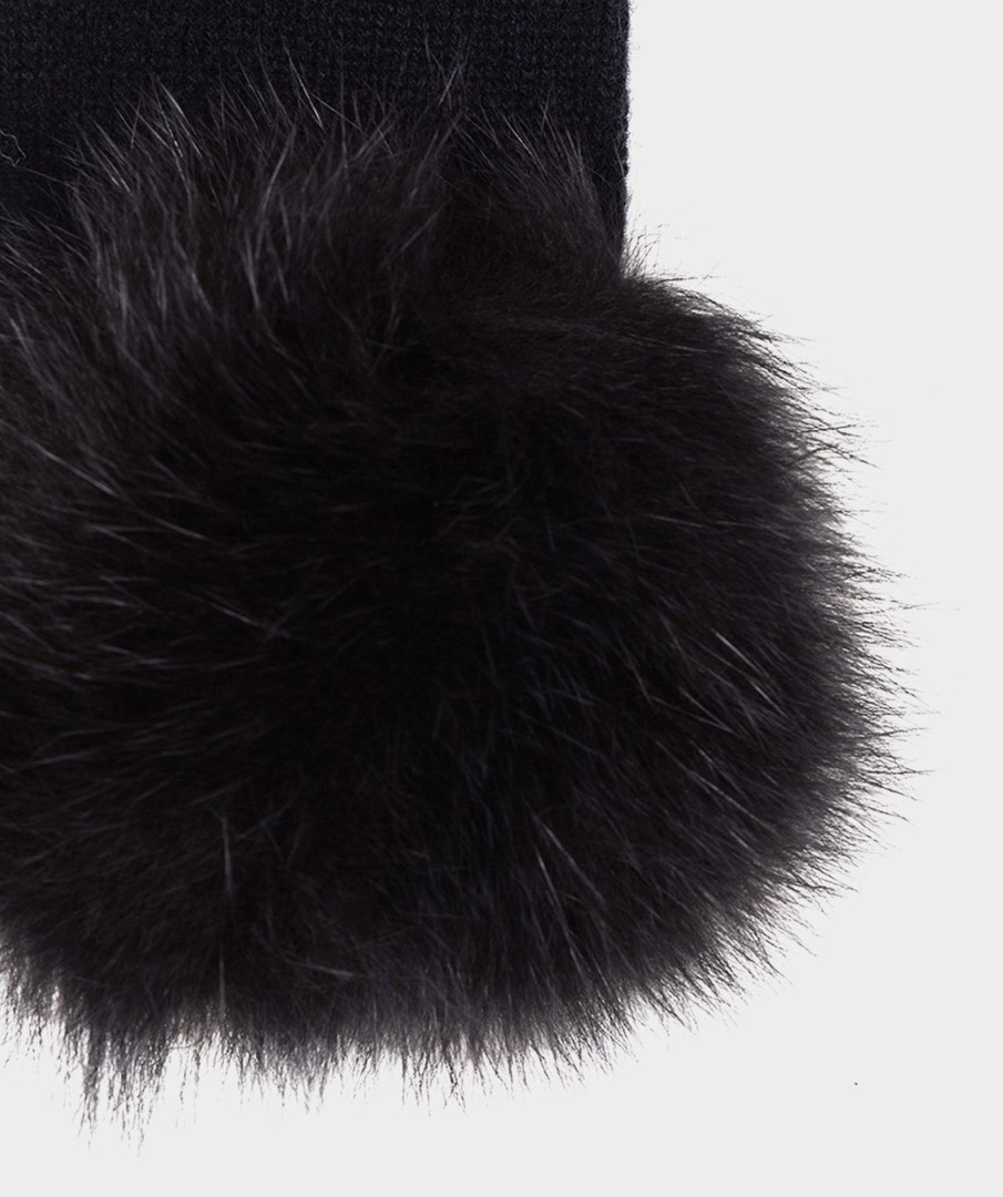 Accessories Pedro Miralles Winter Clothes | Cashmere Gloves With Fur Gorro Negro